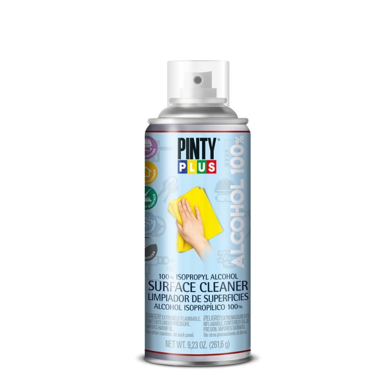 Higienizante para objetos y superficies 100% alcohol isopropilico en spray 400ml pinty plus