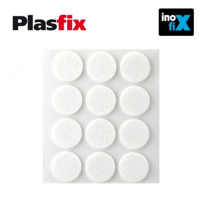 Pack 12 feltre blanc sintètic adhesius diàmetre 22mm plasfix inofix 