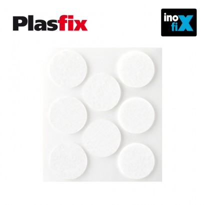 Pack 8 fieltros blanco sinteticos adhesivos diametro 27mm plasfix inofix