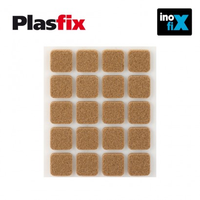 Pack 20 fieltros marron sinteticos adhesivos 17x17mm plasfix inofix