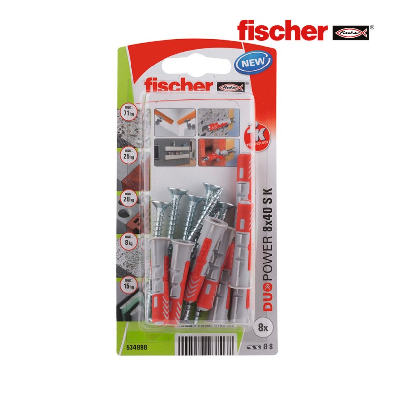 Blister 8 tacs + cargols duopower 8x40 fischer