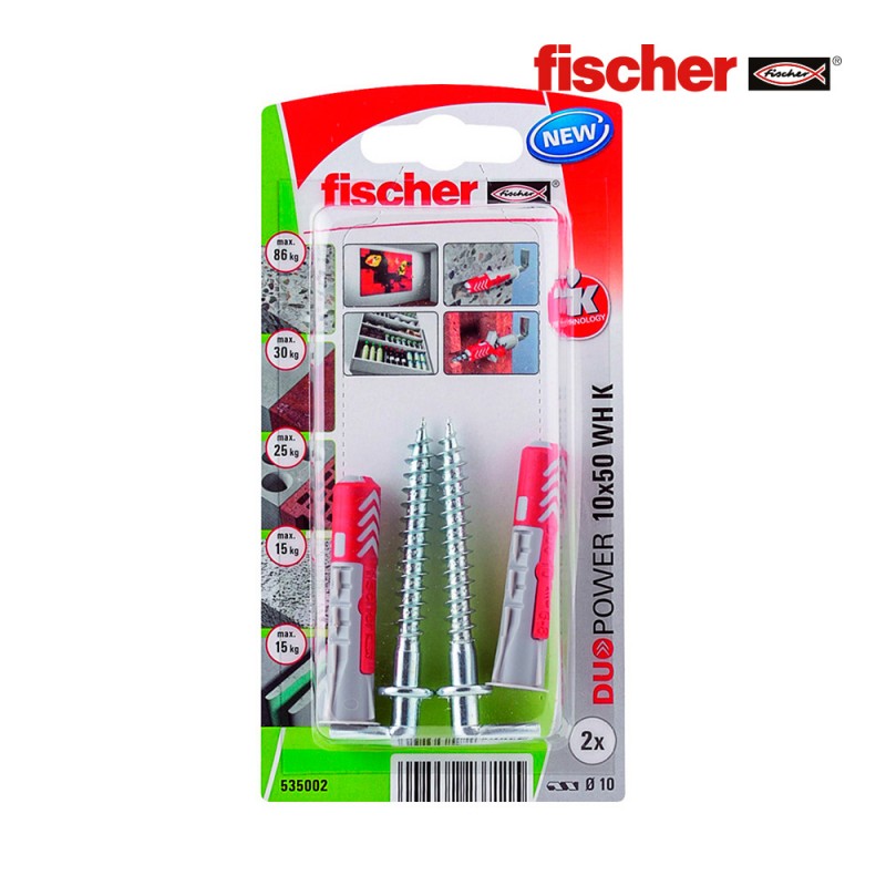 Blister 2 tacs + clau de ganxo duopower 10x50 fischer
