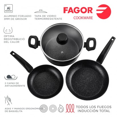 Bateria vivant 4 peces negre alumini 3004 fagor.