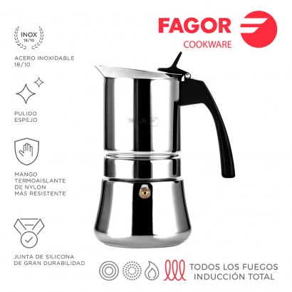 Cafetera inox etnica 4t acer inoxidable 18/10 fagor 