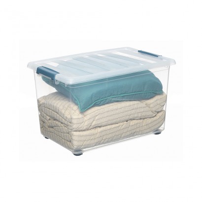 Caixa katla transparent 57l amb rodes i nanses ergonòmiques 59x39x36,5cm