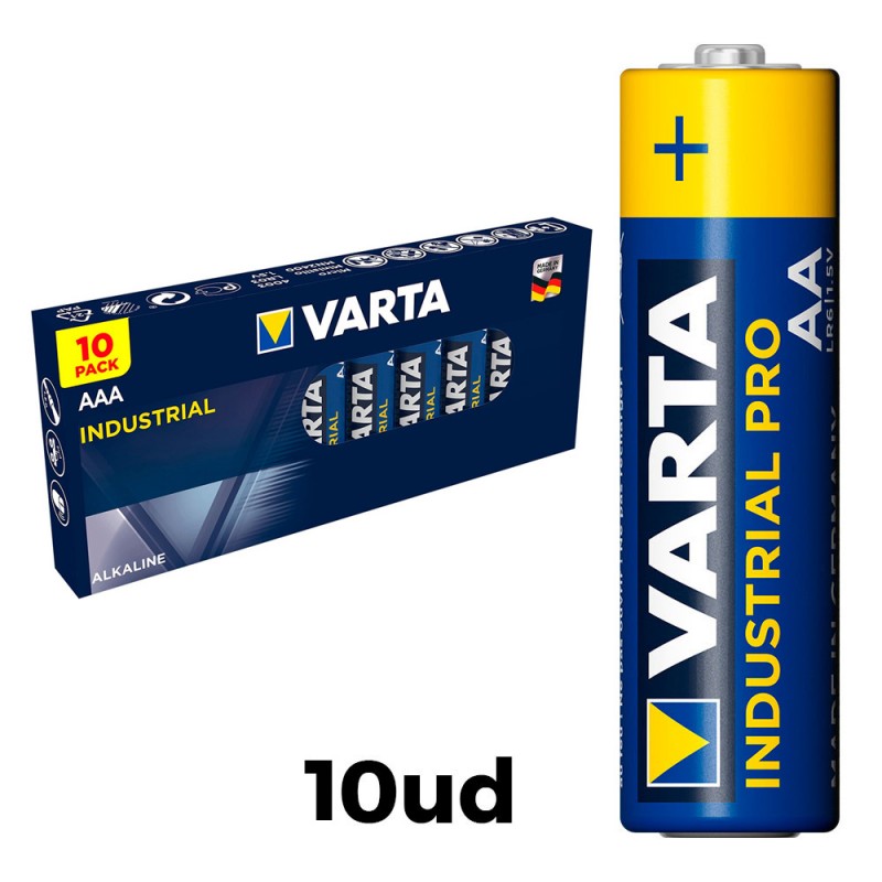 Pack 10 piles aaa lr03 varta industrial pro 