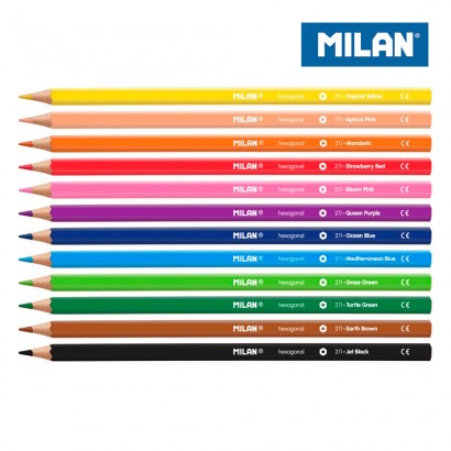 Capsa 12 llapis de colors hexagonals milan