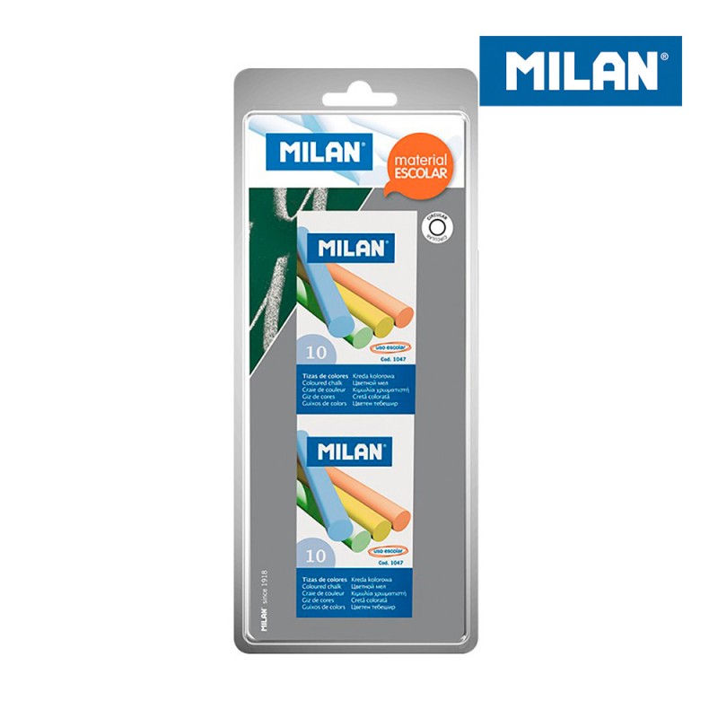 Blister 2 cajas 10 tizas colores milan