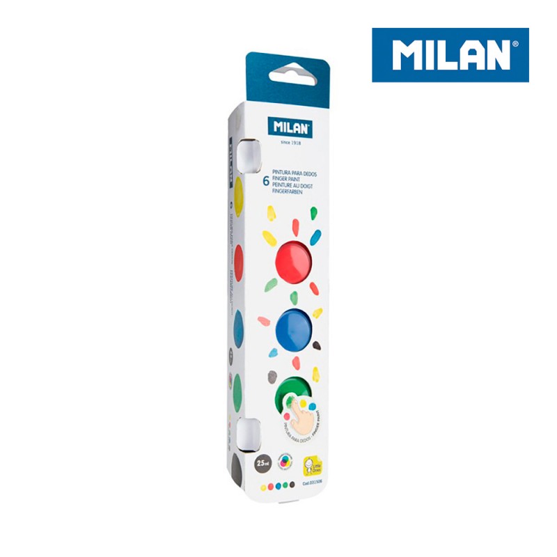 Capsa 6 pots de pintura per a dits 25 ml colors bàsics