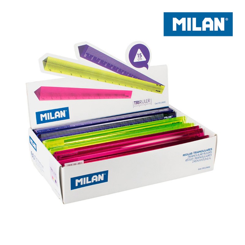 Pack 60 reglas triangulares 15cm milan