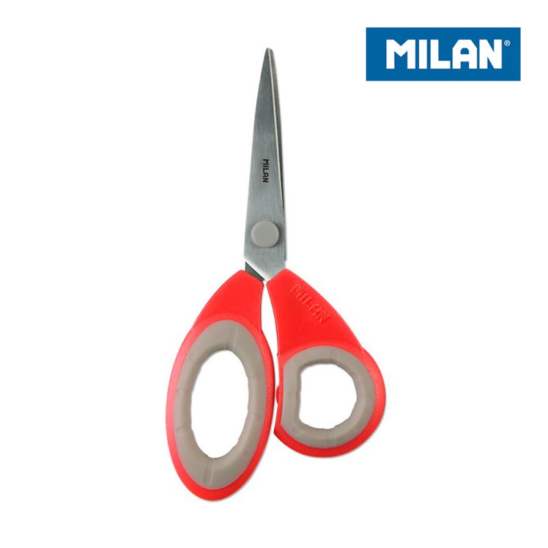 Blister tijeras oficina rojas 19cm milan