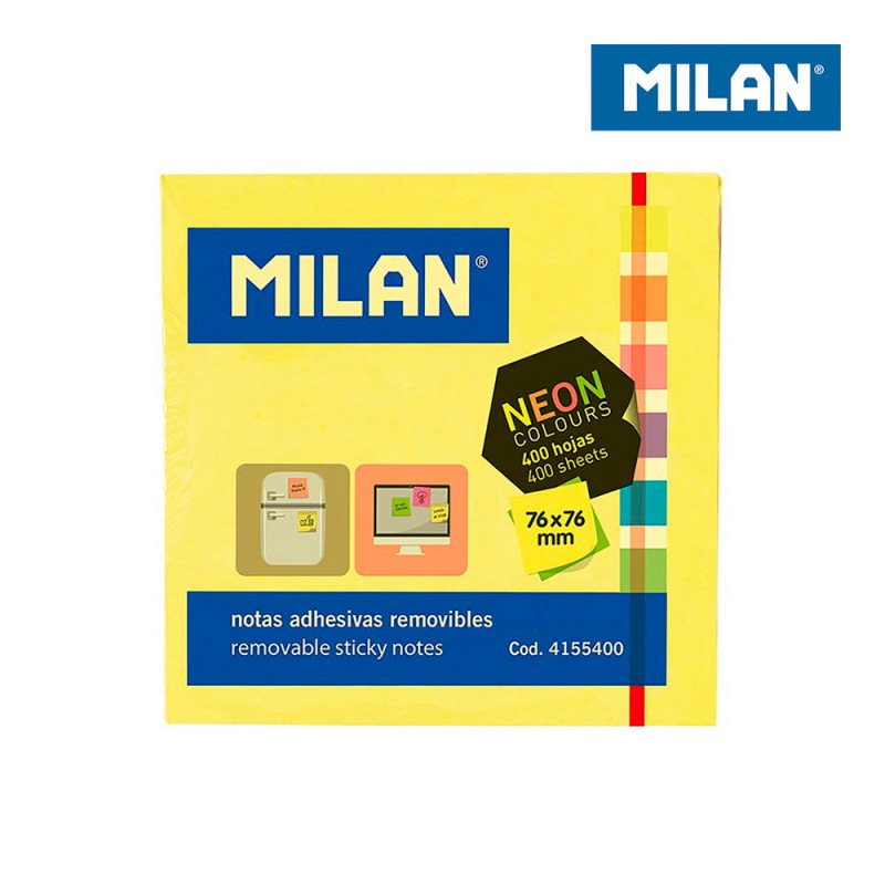 Bloc 400 notes adhesives colors neó 76 x 76 mm