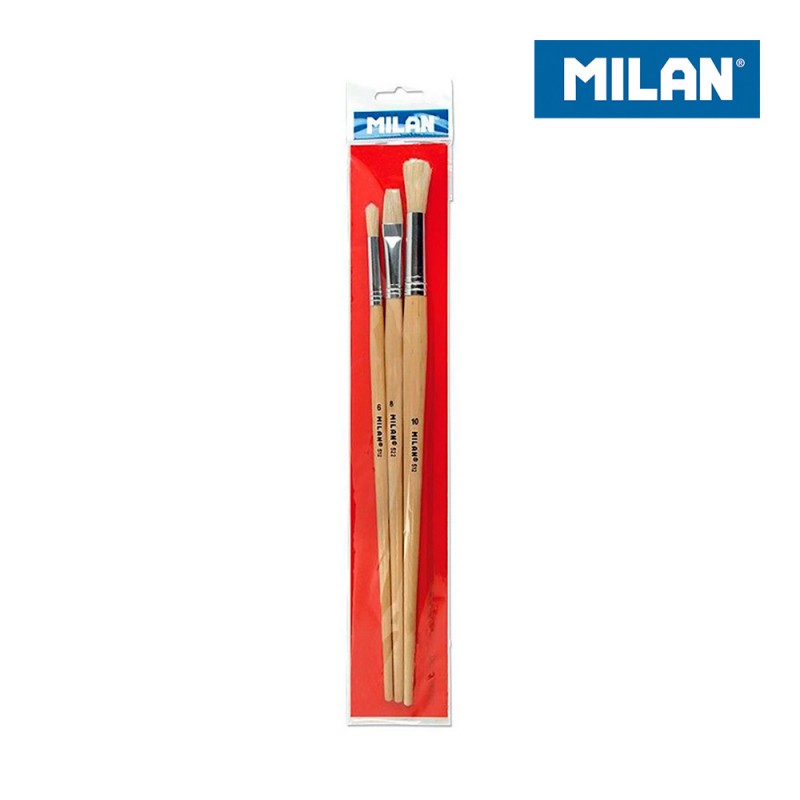 Blister 3 pinceles para oleo, acrilico serie 512 nº6 y 10 , serie 522 nº 8 milan