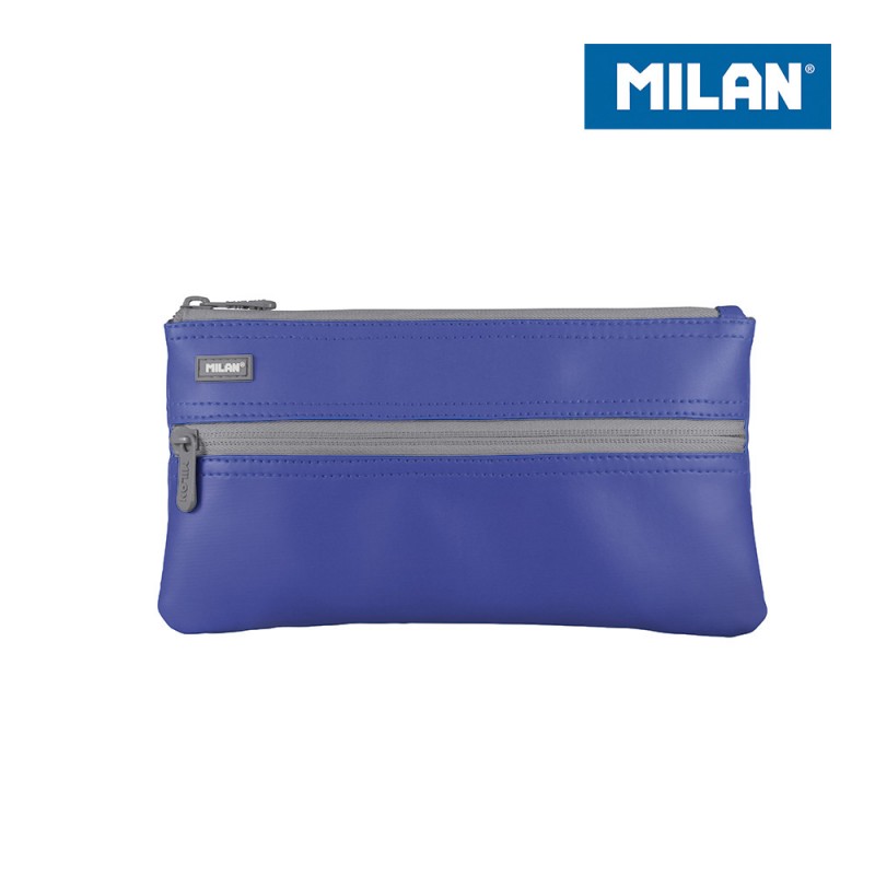 Estuche vacio con dos cremalleras azul milan