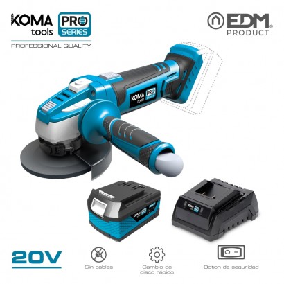 Kit esmoladora 20v koma tools pro series amb 1 bateria 4.0 ah i carregador 08772 edm 