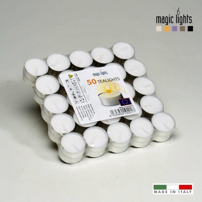 Pack 50 espelmes blanques 12gr. magic lights