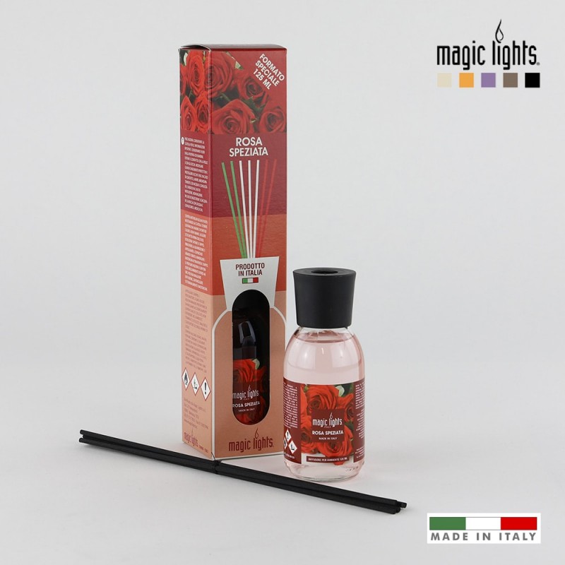 Difusor aroma mikado rosa especiada 125ml magic lights 