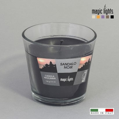 Espelma perfumada en got de vidre sàndal 150gr.magic lights