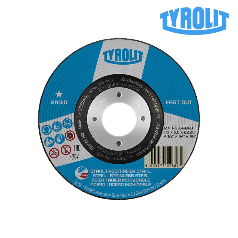 Disc de debast 27c 115x6x22,23 a30p-bfb. tyrolit