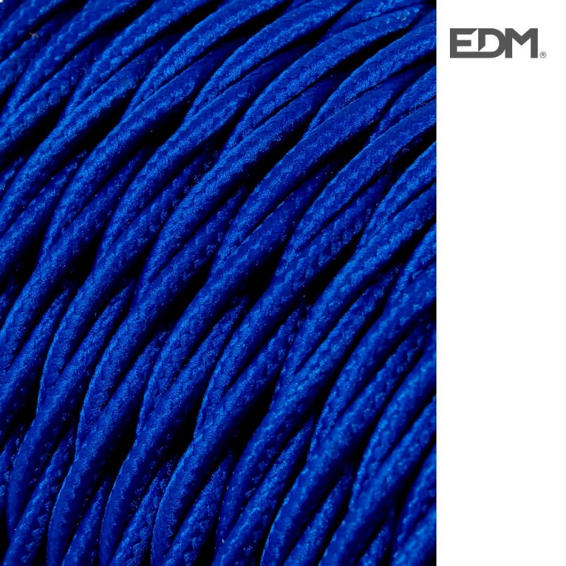 Cable tèxtil trenat 2x0.75mm 25mts c75 azul seda  euro/mts