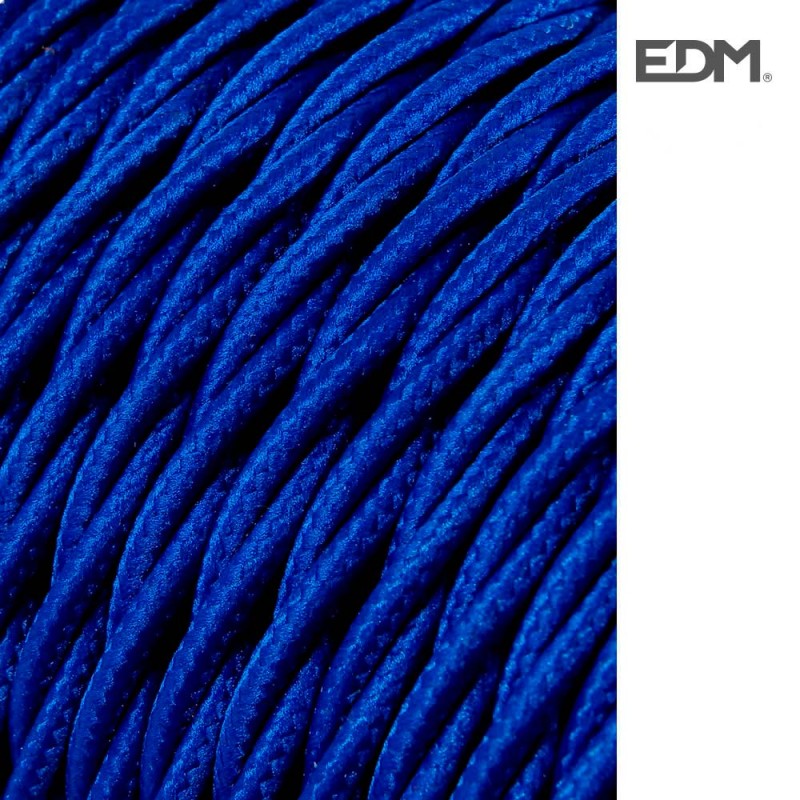 Cable textil trenzado 2x0,75mm 25mts c-75 azul seda  euro/mts