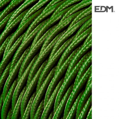 Cable tèxtil trenat 2x0.75mm 25mts c18 verde seda  euro/mts