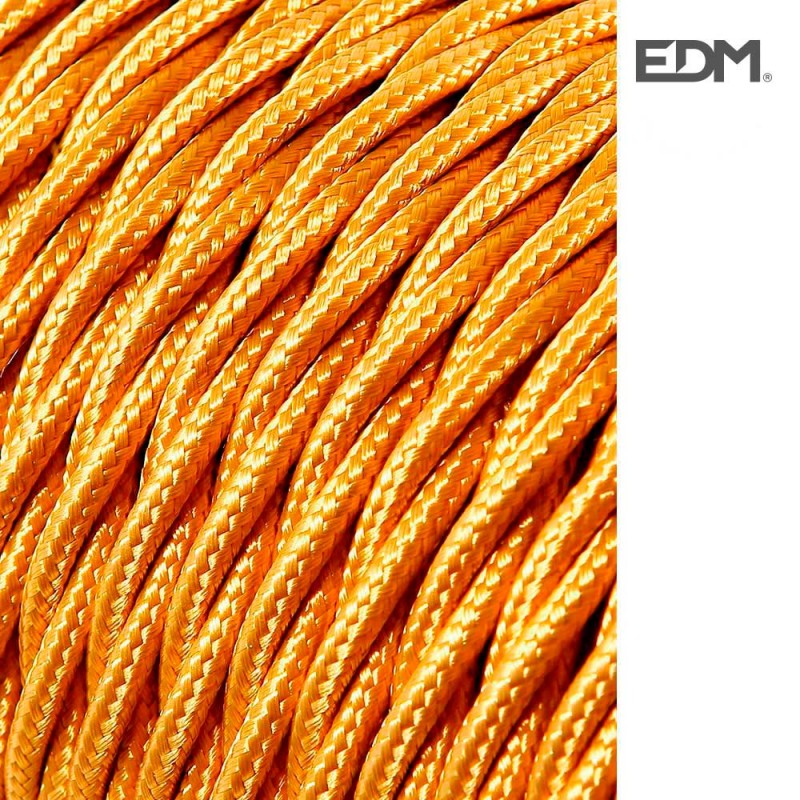 Cable textil trenzado 2x0,75mm 25mts c-45 oro mate seda  euro/mts