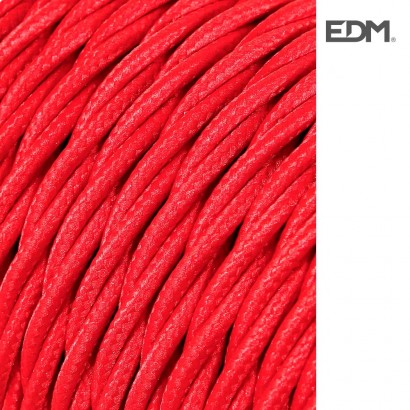 Cable tèxtil trenat 2x0.75mm 25mts c62 vermell  euro/mts