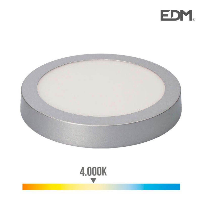 Downlight led superficie 20w 1500 lumens 4.000k luz dia cromo mate edm