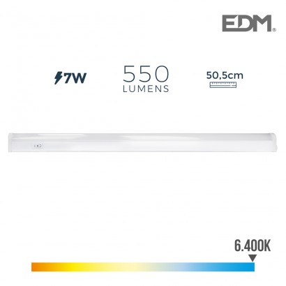 Regleta electronica led 7w 600 lumens 50.5cm 6.400k luz fria edm