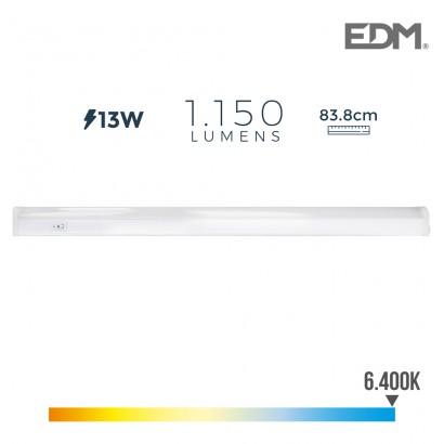 Regleta electronica led 13w 1150 lumens 86cm 6.400k luz fria edm