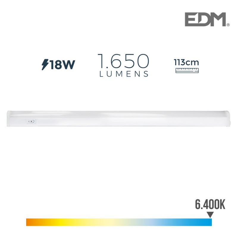 Regleta electrònica led 18w 1650 lumens 113cm 6.400k llum freda edm 