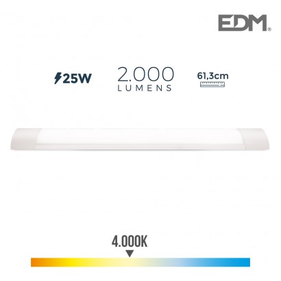Regleta electronica led 25w 61cm 4.000k luz dia 2000 lumens edm