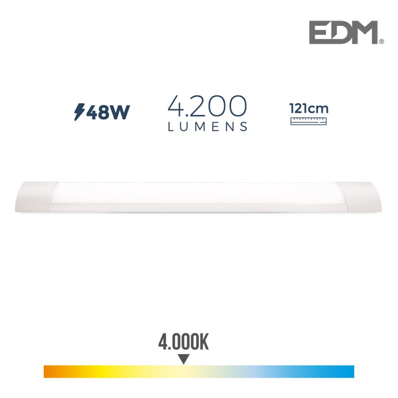 Regleta electrònica led 48w 121cm 4.000k llum dia 4200 lumens edm 