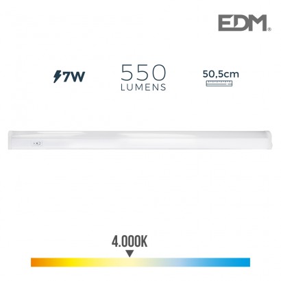 Regleta electronica led 7w 600 lumens 52cm 4.000k luz dia edm