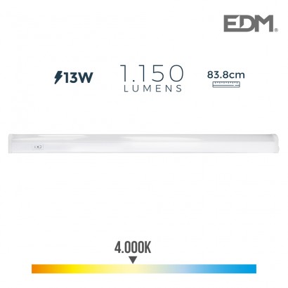 Regleta electronica led 13w 1150 lumens 86cm 4.000k luz dia edm