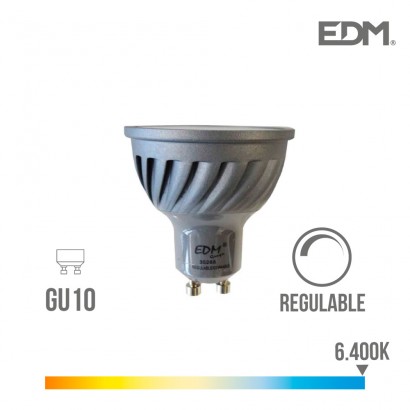 Bombeta dicroica led regulable gu10 6w 480 lm 6400k llum freda edm 