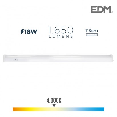 Regleta electronica led 18w 1650 lumens 113cm 4.000k edm