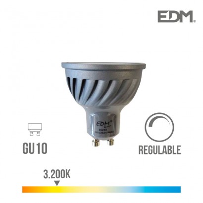 Bombeta dicroica led regulable gu10 6w 480 lm 3200k llum càlida edm 