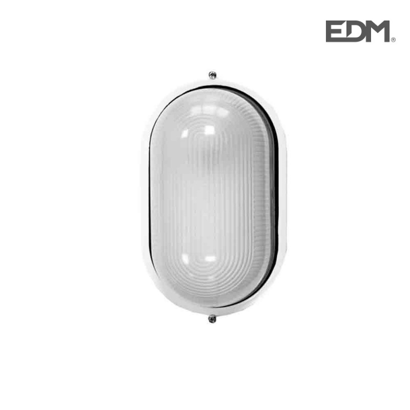 Aplique aluminio ip54 oval blanco e27 100w  modelo cambrils