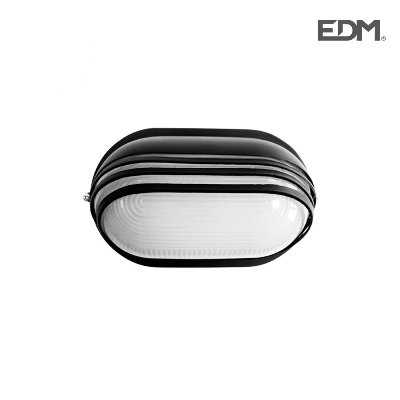 Aplique aluminio ip54 oval negro e27 60w modelo vinyols