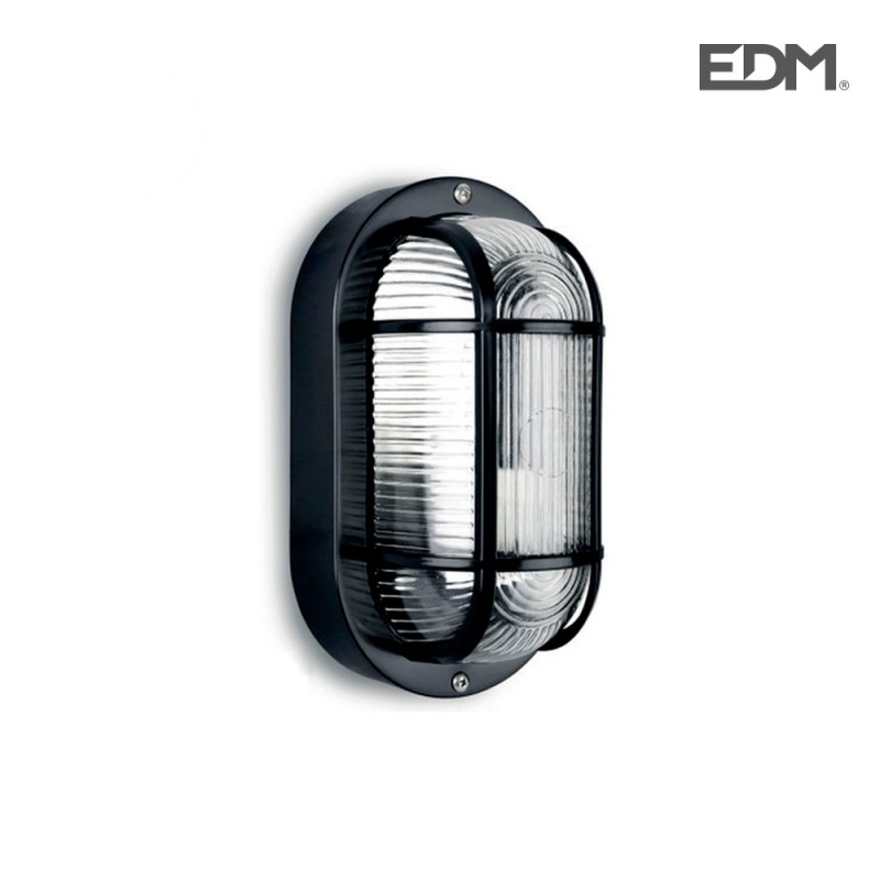 Aplique ip54 oval negro 1xe27 40w 20x11,3 cm mod. ovalo tarragona ø27 cm