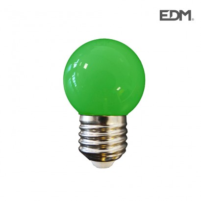 Bombilla esferica led e27 1,5w 80 lm verde edm