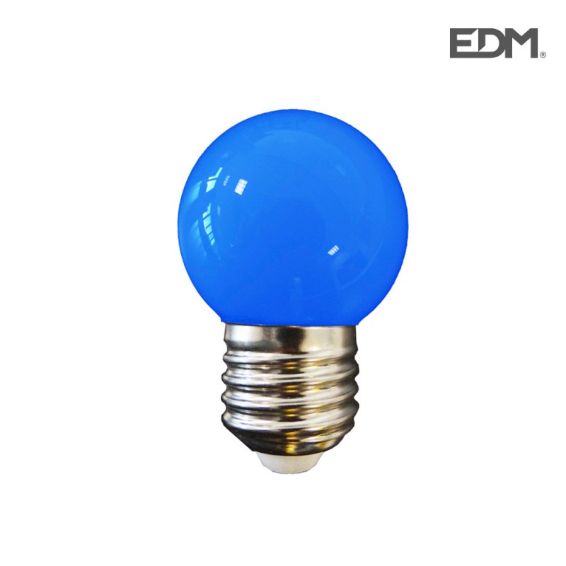 Bombilla esferica led e27 1,5w 80 lm azul edm