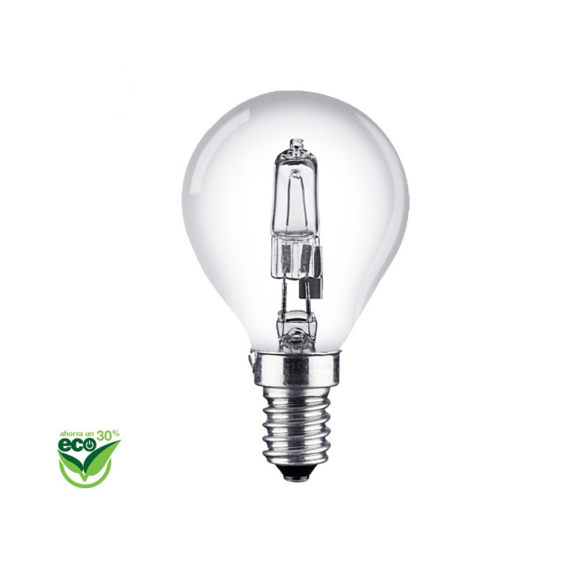 Bombeta halògena esfèrica "energy saver" e14 28w (equ.40w) clara 