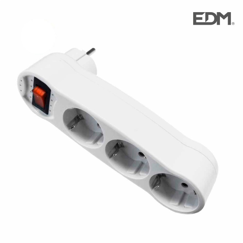 Clavija triple con interruptor 4,8mm edm