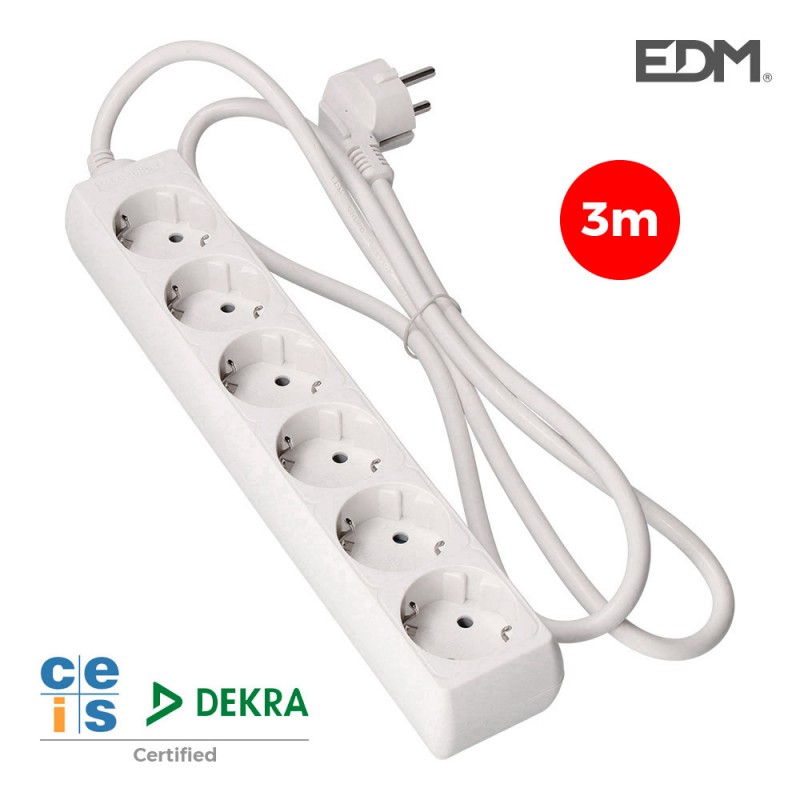 Base multiple 6 tomas t/tl 3m 3x1,5mm
