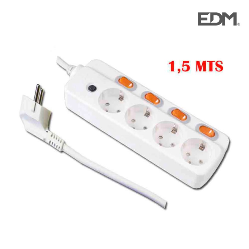 Base múltiple 4 tomes i 4 interruptors edm 