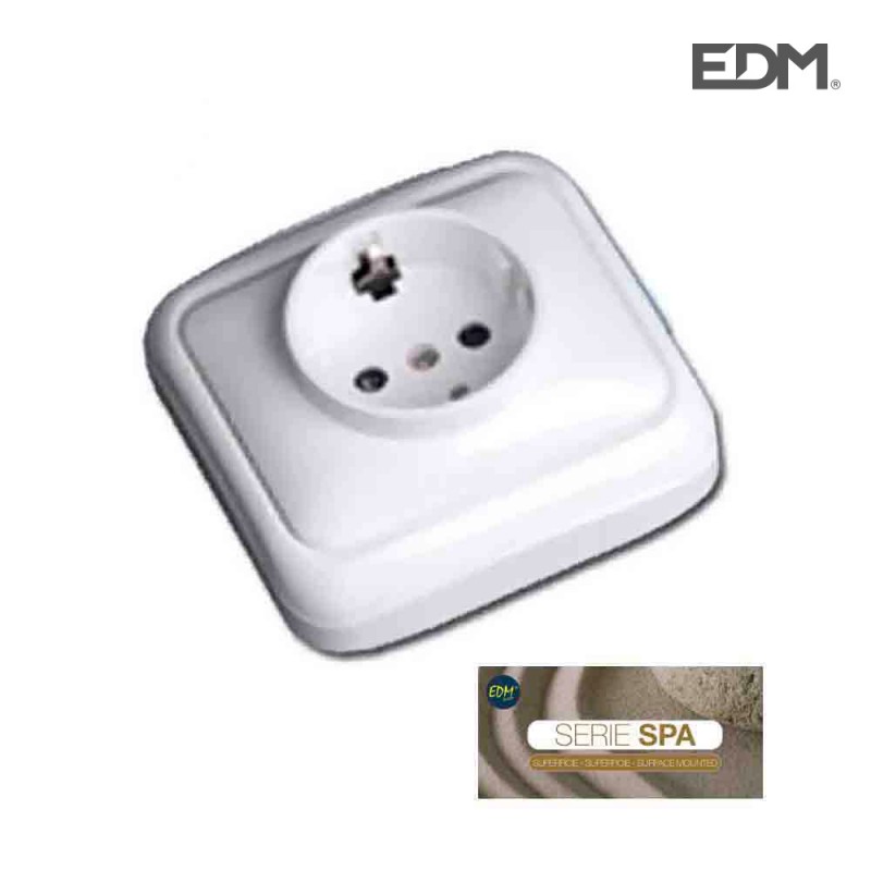 Base schuko t/tl superfície "serie spa" (bossa blíster) 