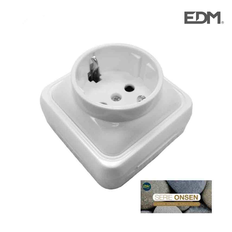 Base schuko t/tl   superficie "serie onsen"(bolsa blister)